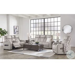 Boyington Gray Leather Power Reclining Living Room Set