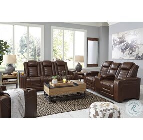 Backtrack Chocolate Power Reclining Living Room Set With Power Headrest