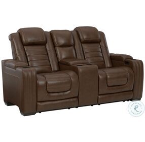 Backtrack Chocolate Power Reclining Console Loveseat With Power Headrest