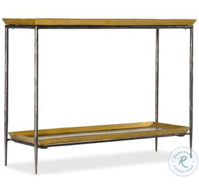 Commerce And Market Gray And Bronze Metal Tray Top Metal Console Table