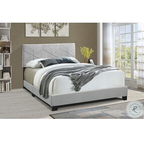 Jordan Glacier Grey All In One Queen Upholstered Panel Bed