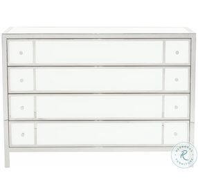Blanca White And Polished Stainless Steel Drawer Chest