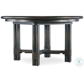 Retreat Dark Wood Rattan Round Extendable Dining Table
