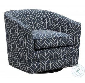 Rivers Graphic Navy Swivel Accent Chair