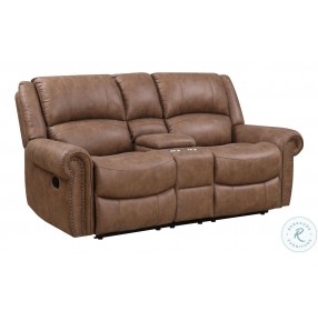Pruitt Weathered Brown Reclining Console Loveseat