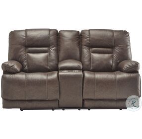 Wurstrow Umber Power Reclining Console Loveseat with Adjustable Headrest