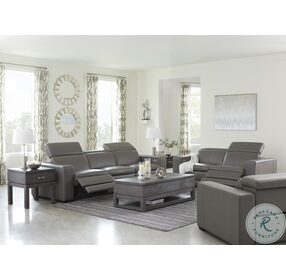 Texline Gray Power Reclining Living Room Set with Power Headrest