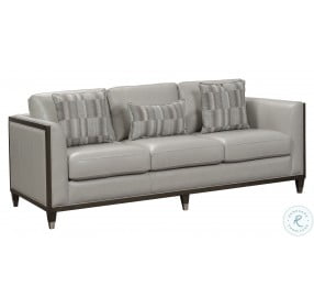 Addison Frost Grey Wooden Base Leather Sofa