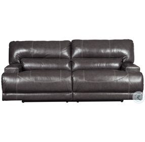 McCaskill Gray Leather 2 Seat Power Reclining Sofa