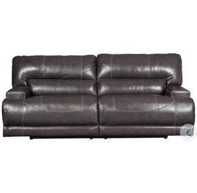 McCaskill Gray Leather 2 Seat Reclining Sofa