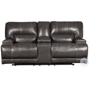 McCaskill Gray Double Reclining Console Loveseat
