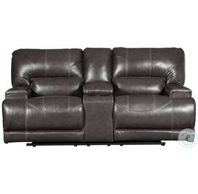 McCaskill Gray Double Power Reclining Console Loveseat