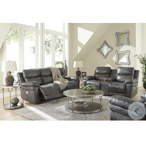 Edmar Charcoal Power Reclining Living Room Set With Adjustable Headrest