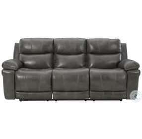 Edmar Charcoal Power Reclining Sofa With Adjustable Headrest