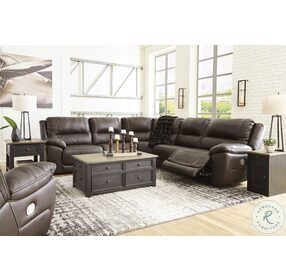 Dunleith Chocolate Power Reclining Sectional With Adjustable Headrest