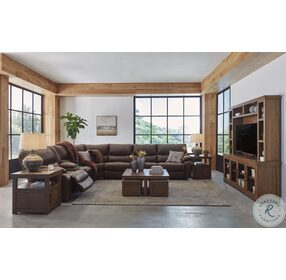 Family Circle Dark Brown 4 Piece Power Reclining LAF Sectional