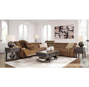 Temmpton Chocolate Leather 5 Piece Power Reclining Sectional