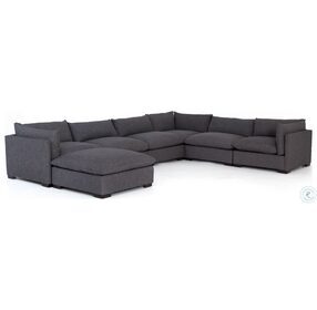 Westwood Espresso And Charcoal 6 Piece Sectional With Ottoman