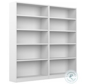 Universal White Tall 5 Shelf Bookcase Set of 2