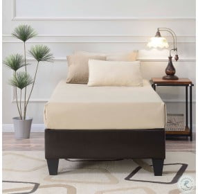 Abby Dark Brown Twin Upholstered Platform Bed