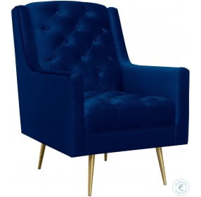 Reese Navy Blue Velvet Button Tufted Accent Chair