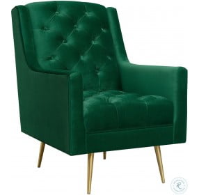 Reese Emerald Button Tufted Accent Chair With Gold Legs