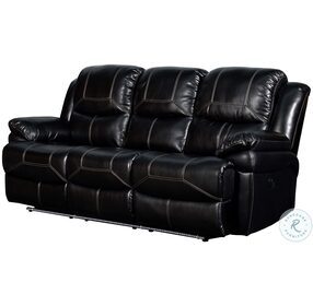 Flynn Black Power Reclining Sofa With Power Footrest And Base Lighting