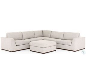 Colt Aged Sienna And Aldred Silver 3 Piece Sectional With Ottoman