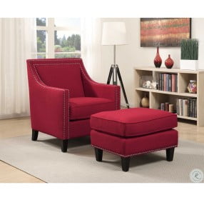 Emery Berry Accent Chair With Ottoman