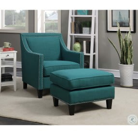 Emery Teal Accent Chair With Ottoman