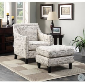 Emery French Script Chair With Ottoman