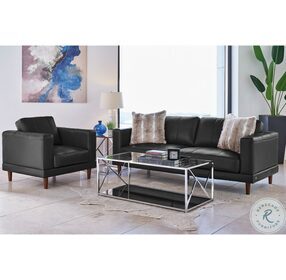 Hanson Fiero Charcoal Leather Living Room Set