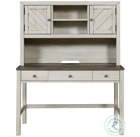 Riverwood Dark And Whitewashed Wood Desk With Hutch