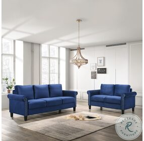 Alani Deep Blue Living Room Set