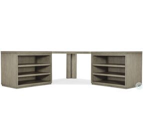 Linville Falls Soft Smoked Gray Corner Desk with Two Open Desk Cabinets