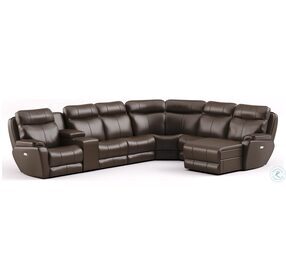 Show Stopper Fossil Reclining Large RAF Sectional with Power Headrest and Wireless Power Storage Console