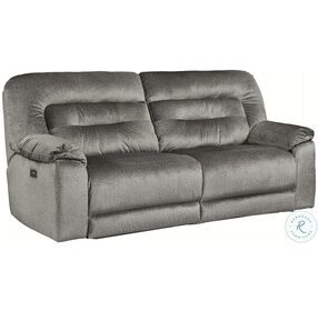 Low Key Charcoal Power Reclining Sofa with Power Headrest