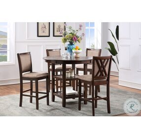 Amy Cherry 5 Piece 42" Counter Height Dining Set