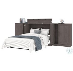 Pur Bark Grey 133" Full Cabinet Bed With Mattress And Two 36" Storage Units