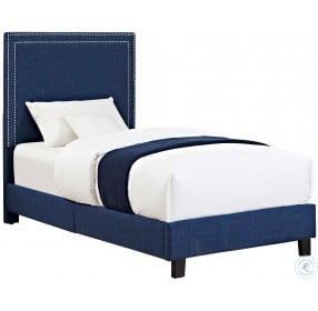 Emery Blue Twin Upholstered Platform Bed