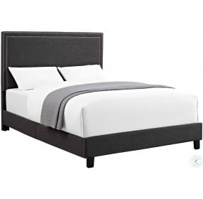 Emery Charcoal Queen Upholstered Platform Bed