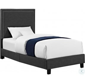 Emery Charcoal Twin Upholstered Platform Bed