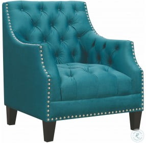 Perry Teal Button Tufted Accent Chair