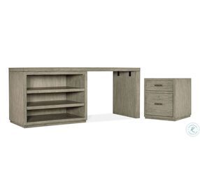 Linville Falls Soft Smoked Gray 72" Home Office Set with Open Desk Cabinet