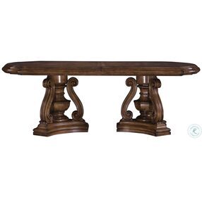 San Mateo Rich Brown Extendable Double Pedestal Dining Table