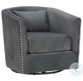 Zola Gunmetal Velvet Swivel Chair
