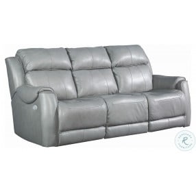 Safe Bet Fog Leather Power Headrest Reclining Sofa