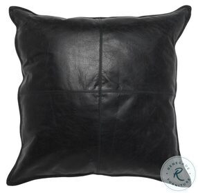 Eminence Dexter Onyx Leather Dexter Square Pillow Set of 2