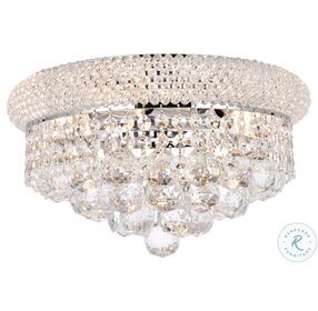 Primo 14" Chrome 6 Light Flush Mount With Clear Royal Cut Crystal Trim