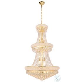 Primo 30" Gold 32 Light Chandelier With Clear Royal Cut Crystal Trim